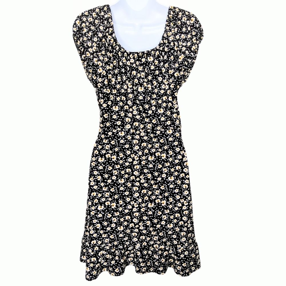 Derek Heart Black and Cream Floral Mini Dress - Picture 2 of 6